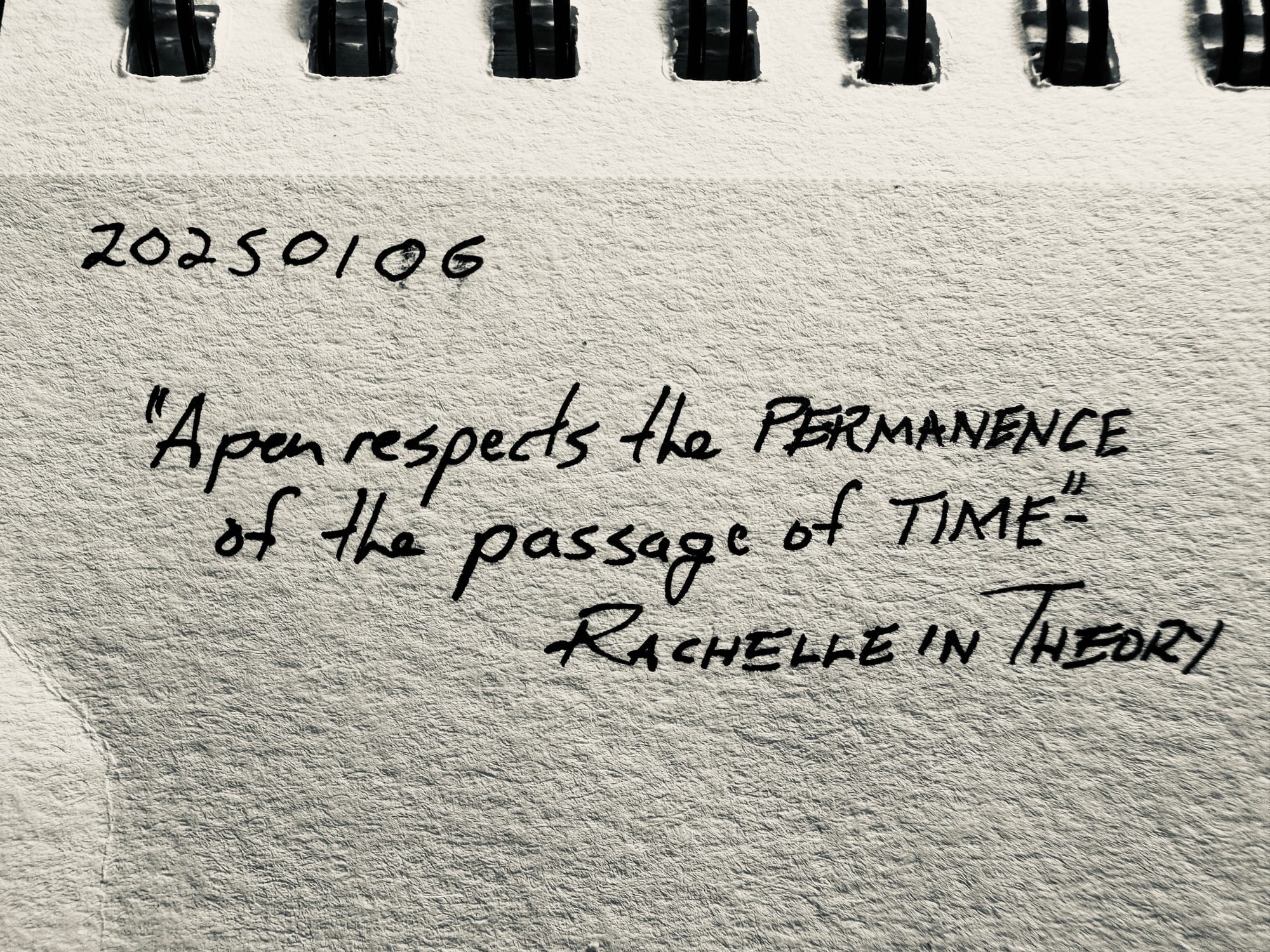 “A pen respects the permanence of the passage of time.” - Rachelle in Theory (YouTube)