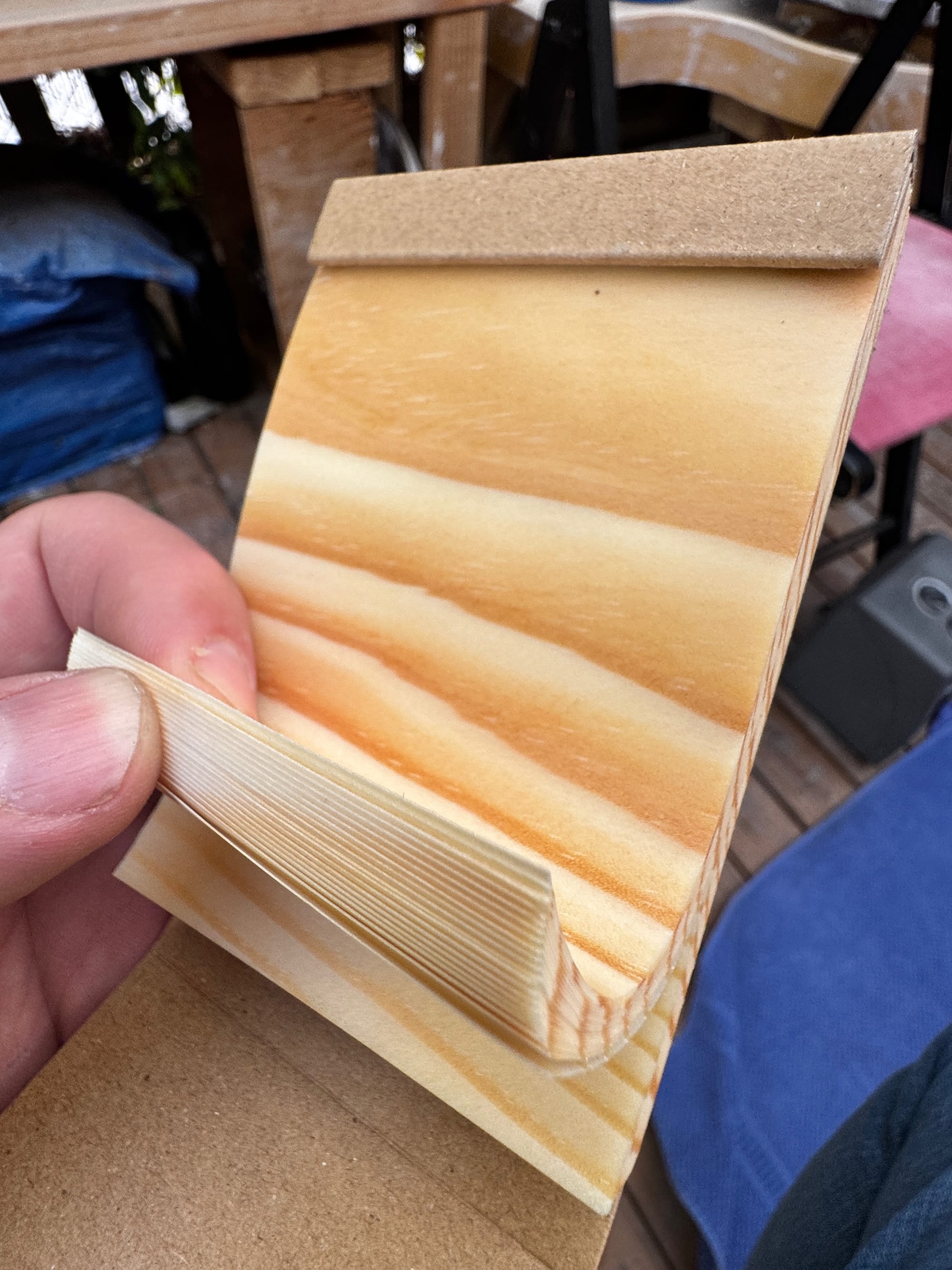 A notepad made of very thin slices of cedar.